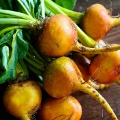 Blushing golden-orange beets that are deliciously sweet.